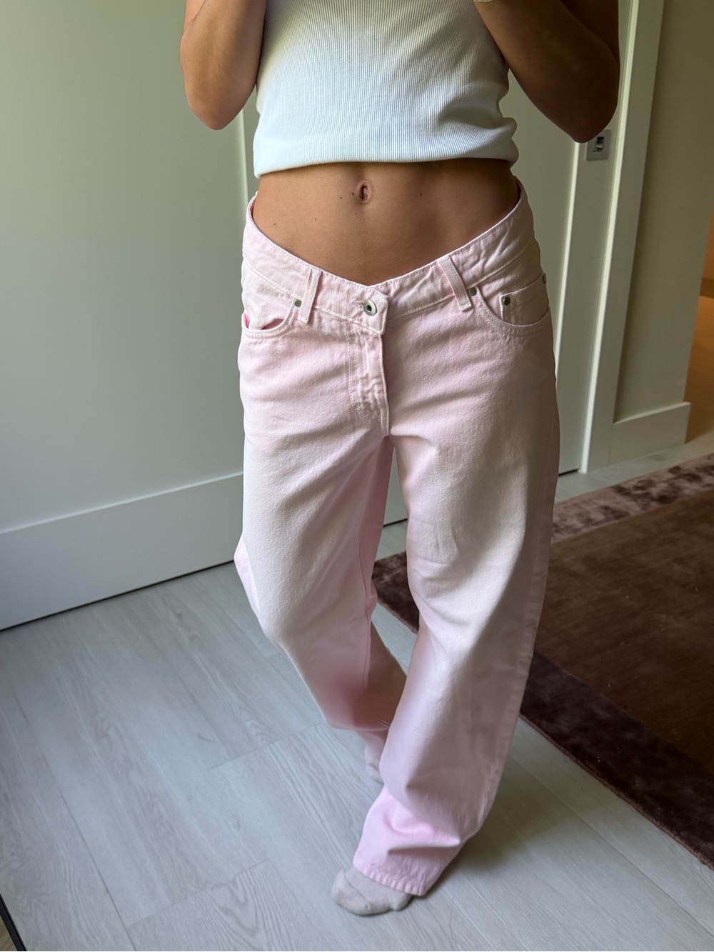 GRLFRND Pink Straight Leg Jeans